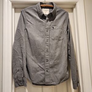 Abrecombie And Fitch Muscle Button Down Cotton Flannel Chorcoal Gray